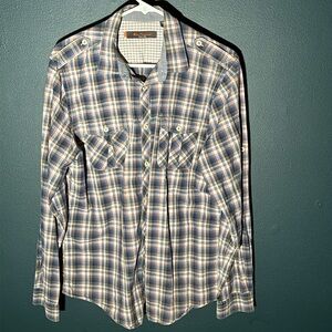 Ben Sherman Men’s Plaid Long Sleeve Button Down Shirt Size Large